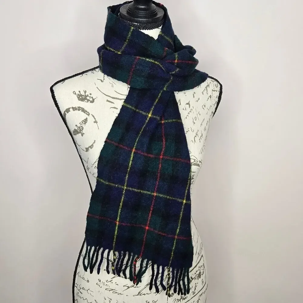 Vintage Highland Home Industries 100% Lambswool MacLeod Tartan Plaid Scarf